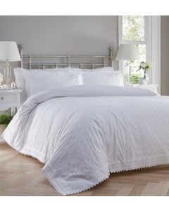 Balmoral Percale Embroidered Duvet Cover Set - White - King