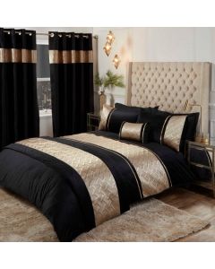 Capri Quilted Bed Runner - Black/Gold - 60x240cm