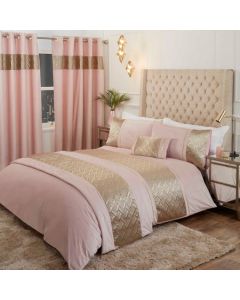 Capri Eyelet Curtains - Blush/Gold - 66x72"