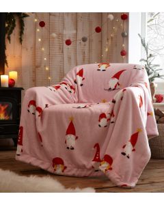 Christmas Gonks Throw - Pink