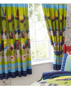 Diggers Pencil Pleat Curtains - 66 x 72