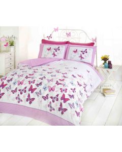 Flutter Butterflies Duvet Cover Set - Pink - Double