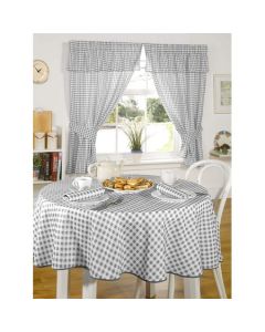 Molly Gingham Pencil Pleat Kitchen Curtains - Charcoal