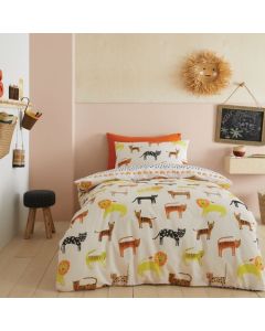 Pineapple Elephant Khari Animals Duvet Cover Set - Cream