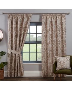 Tegola Pencil Pleat Curtains - Latte