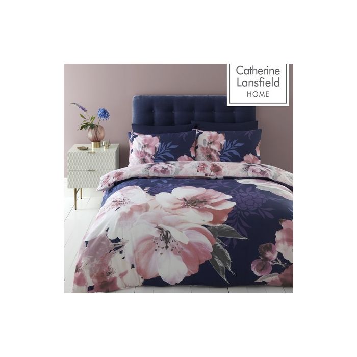 Catherine Lansfield Dramatic Floral Grey Duvet Cover and
