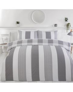 Chambray Stripe Duvet Cover Set - Grey