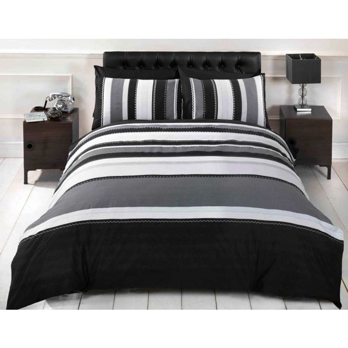 Grey Striped Duvet Cover Set Bedding With Pillowcases - Black Grey Striped Bedding Grey Striped Duvet Cover Set Bedding With Pillowcases - Black Grey Striped Bedding